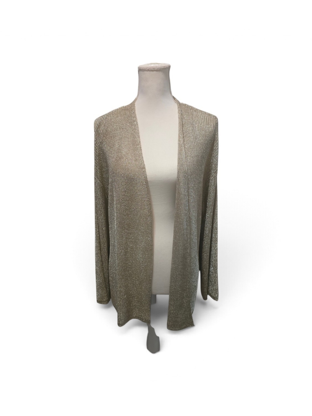 Donna Karan Metallic Gold Open-Front Cardigan